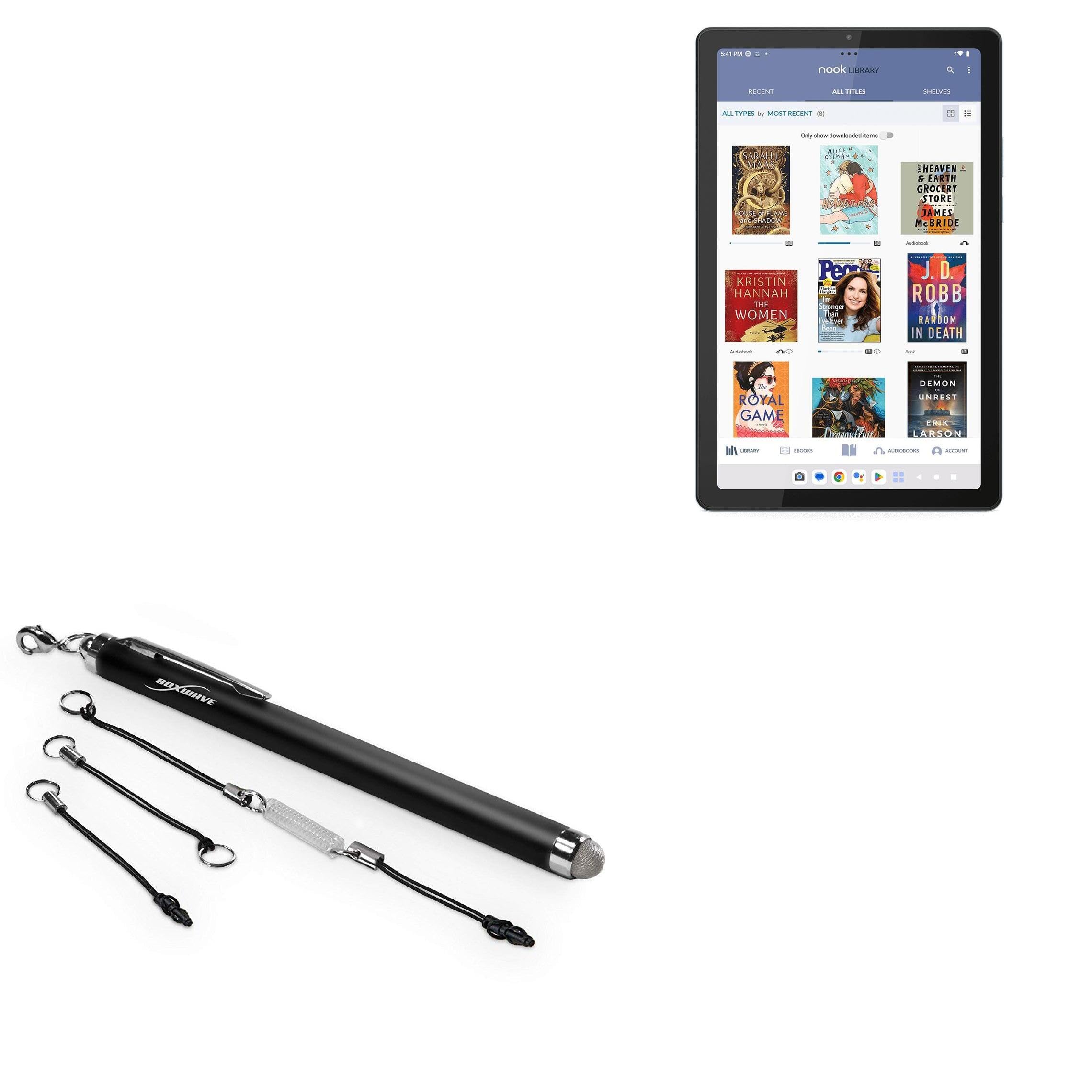 BoxWave Stylus Pen Compatible with Lenovo Nook Tablet (9 in) - EverTouch Capacitive Stylus, Fiber Tip Capacitive Stylus Pen - Jet Black