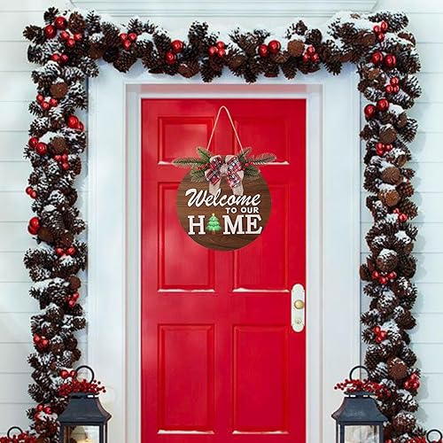 Vista 11 de Letrero de bienvenida intercambiable para decoración de puerta delantera con 4 coronas de temporada y 14 iconos de vacaciones, gancho de puerta