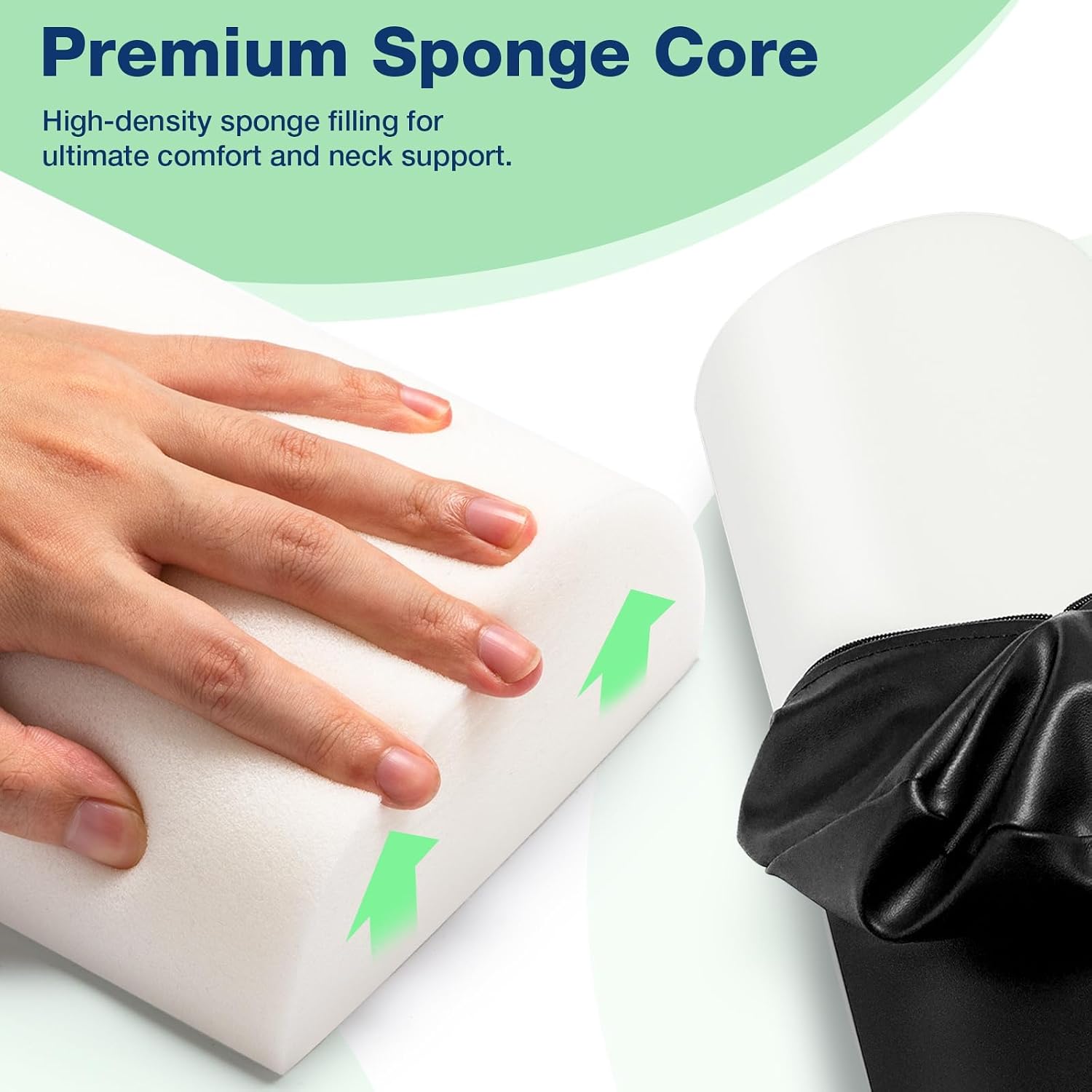 Half Moon Bolster Pillow for Massage Table 17 x 6 x 4 Inch | PU Leather, Neck Ankles Back Pain,Relief Knee,Oil and Stain-Resistant;Miniature portable,Washable Cover,Memory Form