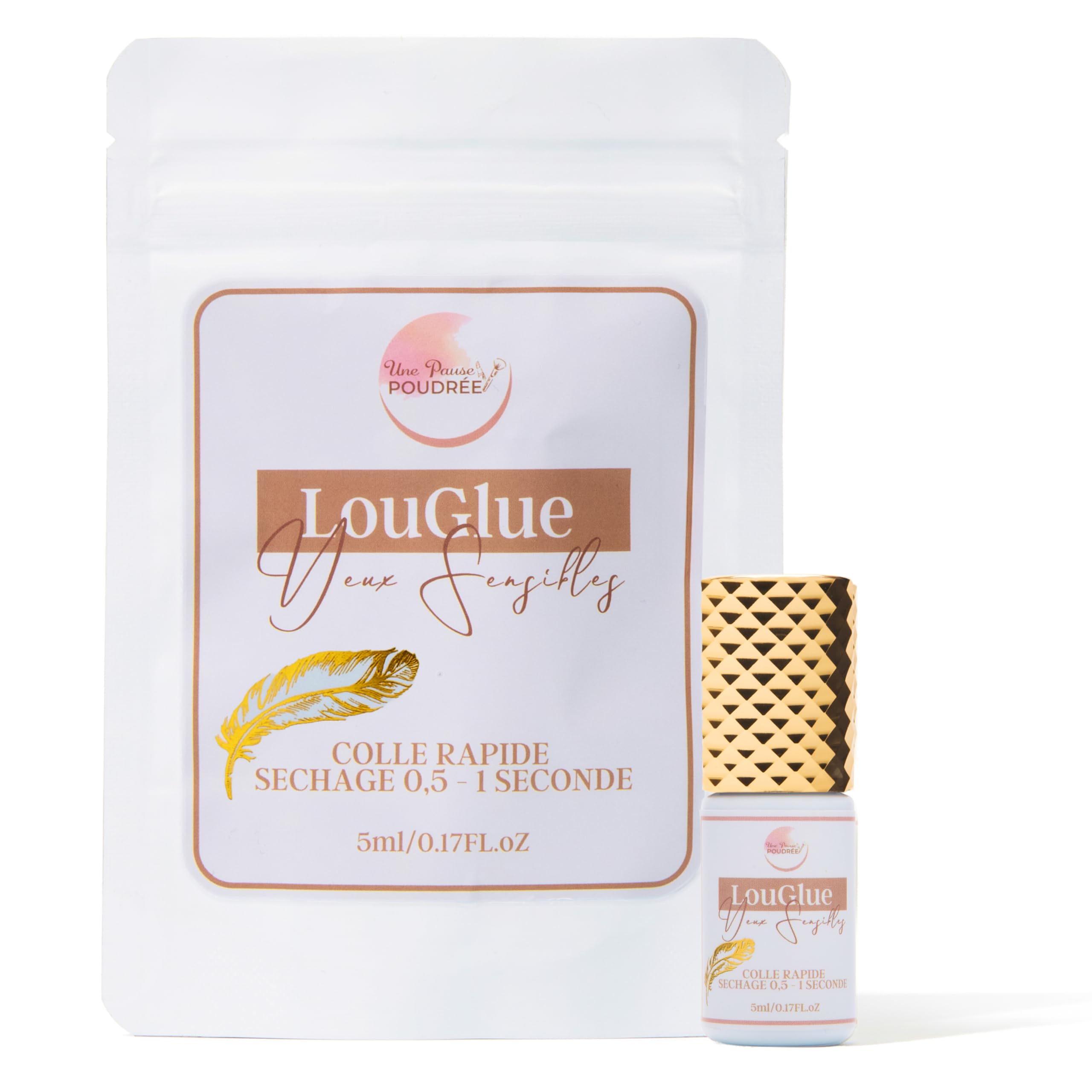 Une Pause Poudrée - LOUGLUE Colle Noir Yeux Sensibles Haute rétention - Extension de Cils pour Professionnels - Pour Faux Cils - Séchage Rapide (0,5-1s), Facile et Longue Durée (5ml)