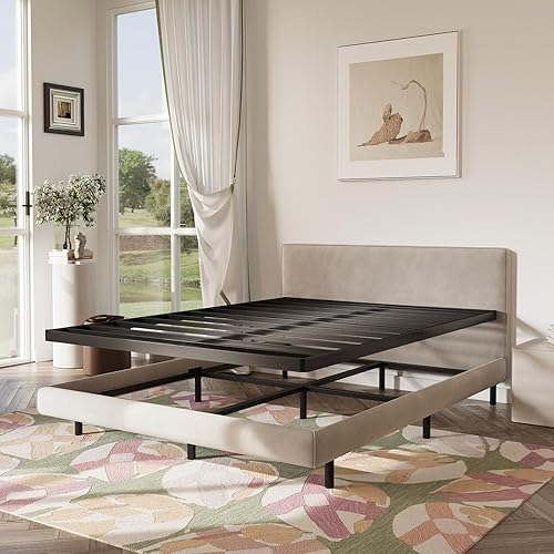 Miniatura 3 de Somier Queen de 2 pulgadas de alto y reemplazo de listones de cama, soporte de colchón resistente, marco de cama de perfil bajo, estructura de acero