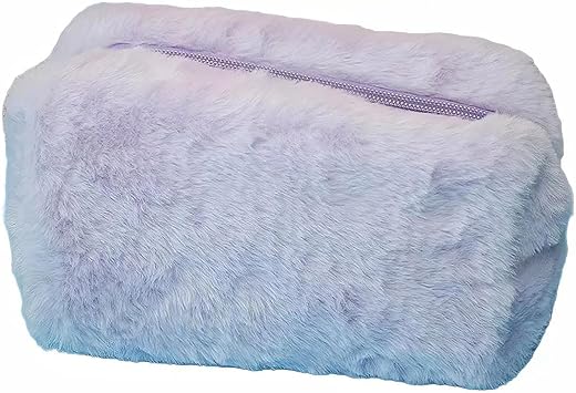 Fluffy Pencil Case Cute Soft Macaroons Large Capacity Big Pencil Pouch Pen Bag Box Holder Organizer Simple Storage Aesthetic Stationery Cosmetic for Adults Men Women Office Essentials Purple