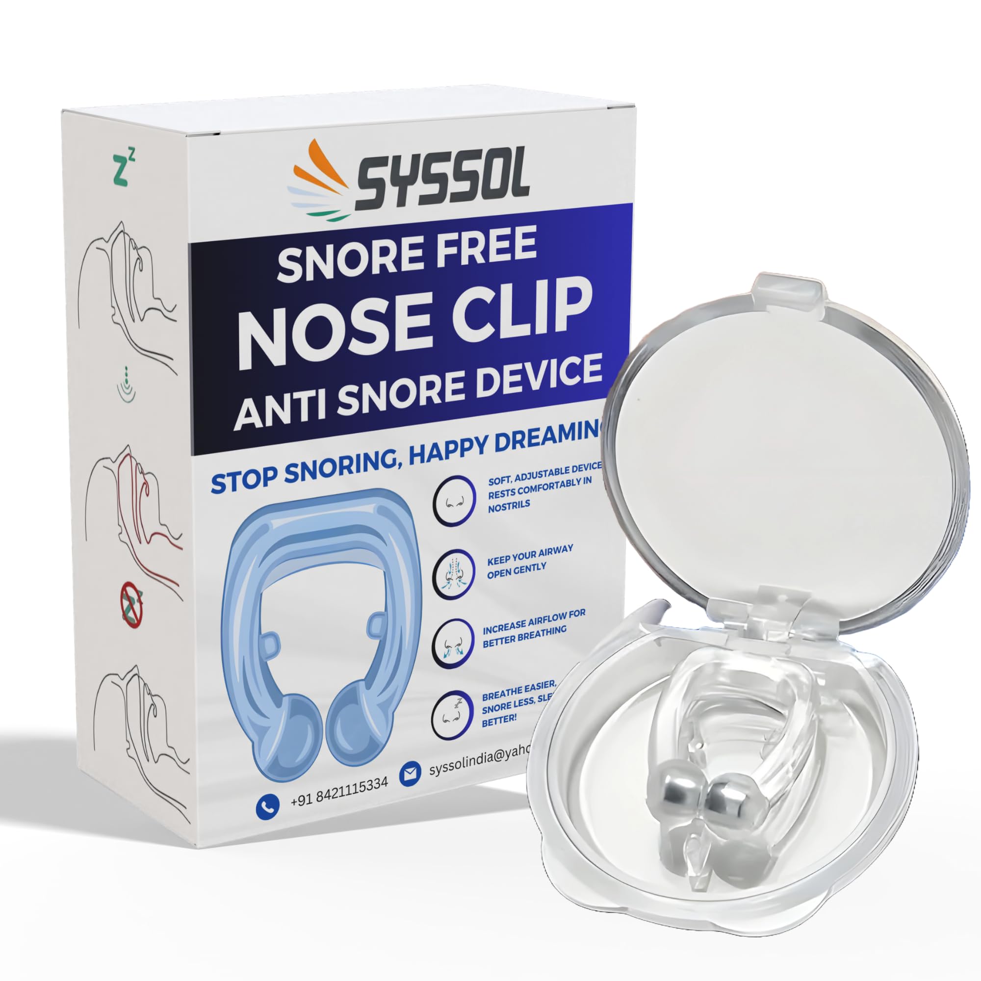 SYSSOL Anti-Snoring Solution - Adjustable Magnetic Nose Clips Instant Snore Relief for Deep Peaceful Sleep Comfortable Ease Breathing Compact Discreet Reusable for Men & Women (Silicon, 1pc) (B0DCVX1GVZ) Amazon Price History, Amazon Price Tracker