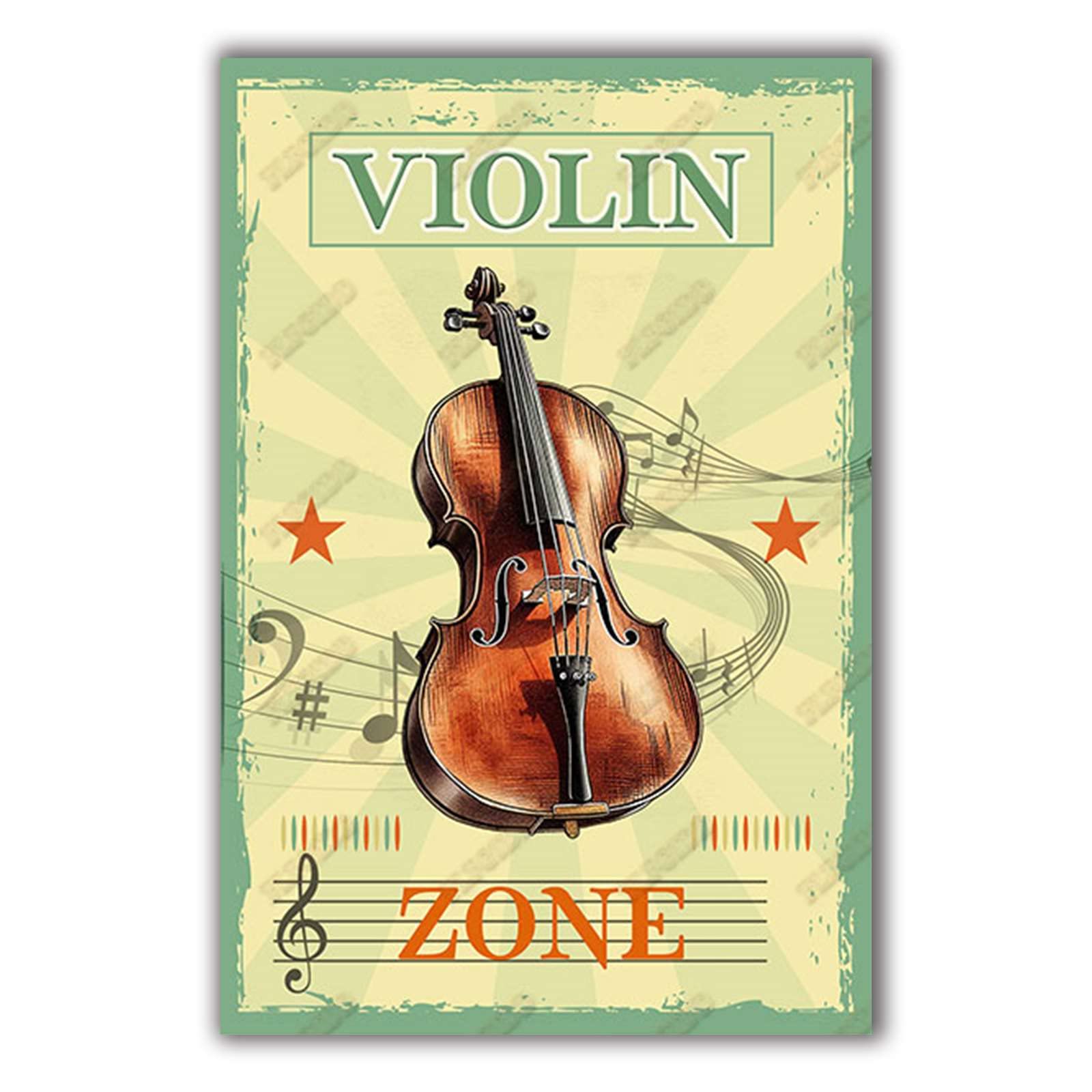 Anceky Vintage Tin Sign Violin Zone Metal Tin Sign Retro Wall Decor For Home Outdoor Garage Kitchen Yard 12×16 Inch