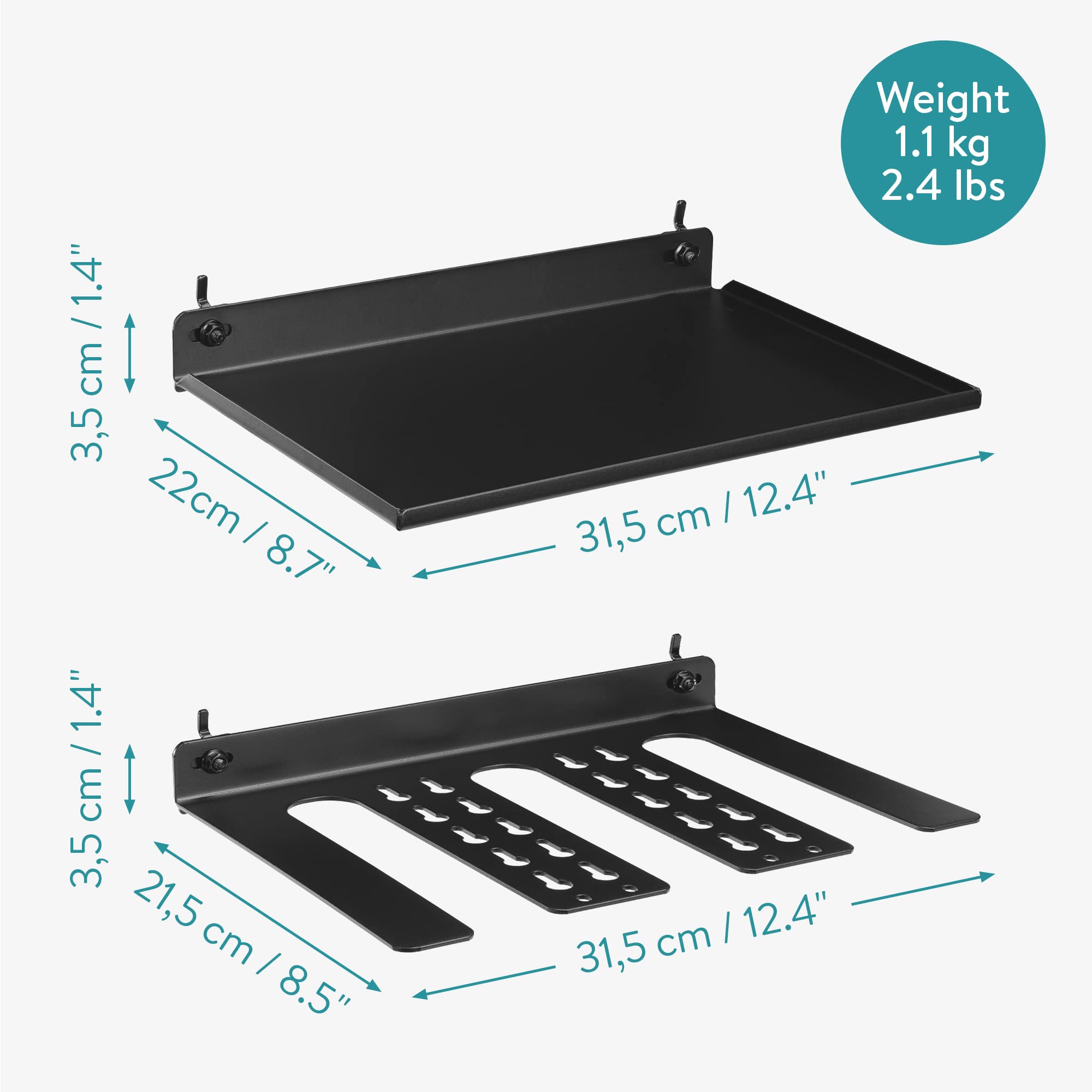 Navaris Estante para Colgar Herramientas - 1x Soporte Organizador y 1x Estante para 3X Taladro Destornilladores eléctricos en Pared Panel Perforado