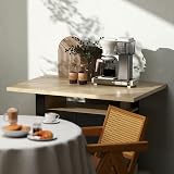 HOMCOM Îlot Central Cuisine Table à Manger Meuble de Rangement avec Grand Plan de Travail 4 Personnes - Placard 4 Portes et étagères - en Bois - 110 x 70 x 75,5 cm Noir et Naturel - 9