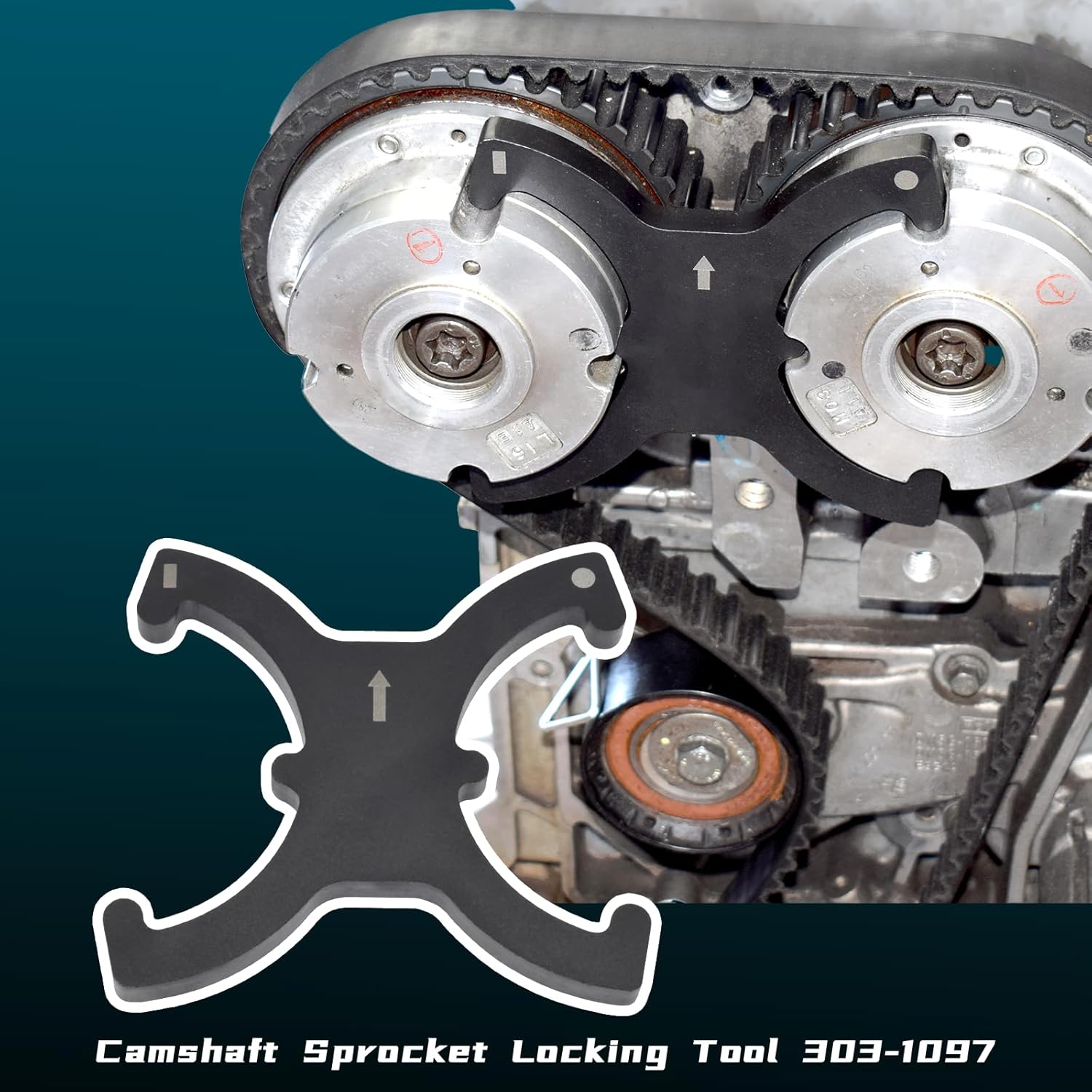 Engine Camshaft Timing Tool Kit, Flywheel Locking Tools, Ford Fiesta Focus Volvo Mazda 1.25 1.4 1.6 1.8 2.0 2.3 2.5L Di/TDCi/TDDi ECOBOOST 1.6 Ti-VCT 1.5 1.6 VVT 2.3L 2.5L, 303-1097 303-1550 303-1556