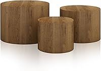 Vista 1 de Vikiullf Nesting Coffee Table Set of 3, Round Wooden Coffee Tables, Modern Circle Table for Living Room, Bedroom, Accent Side Table, Saving Space