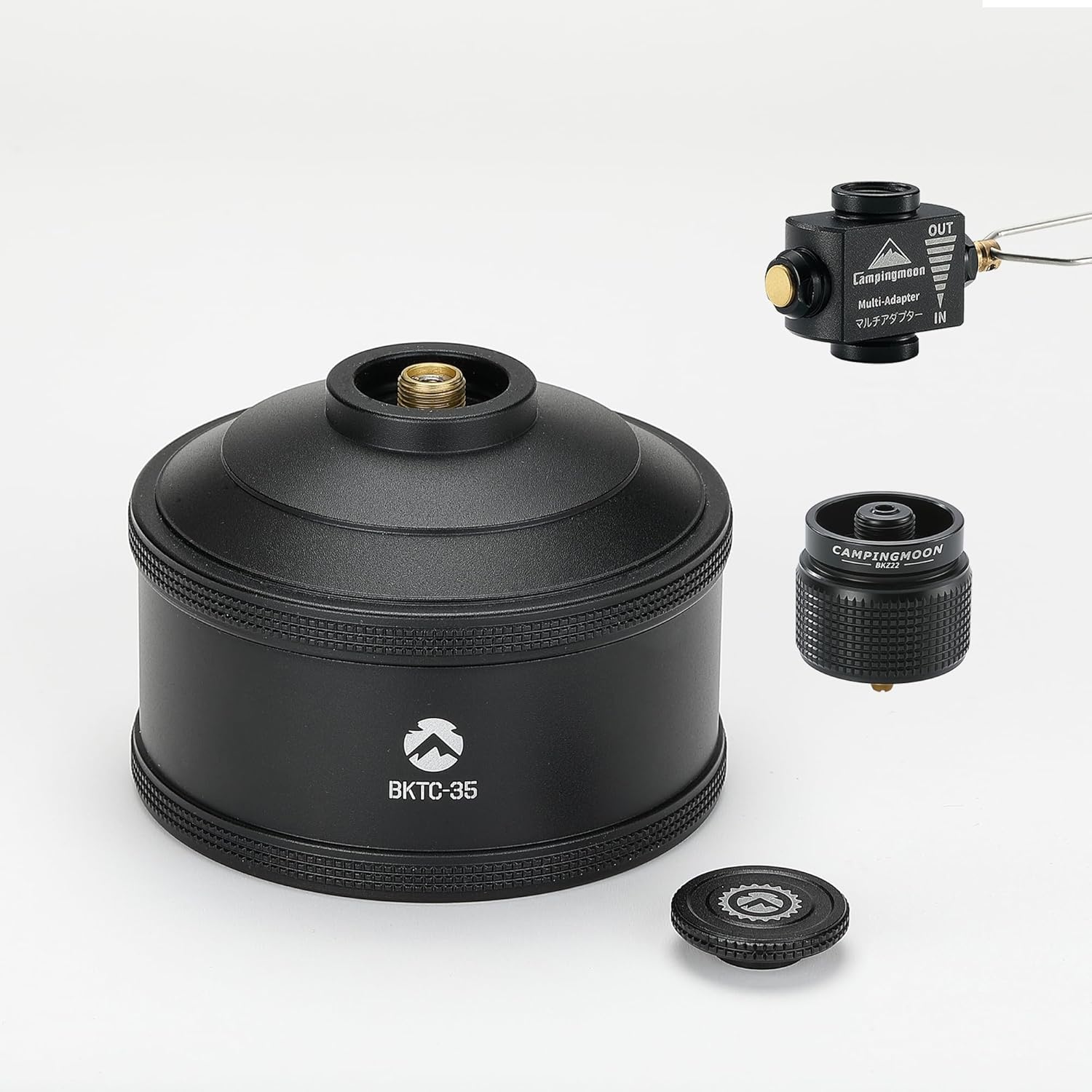 camping moon Empty Refillable Tank with Propane Adapter and Refill Adapter set Black BZ-352