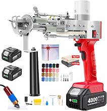 BESGEER tufting Gun Complete Cordless Kit with Carpet Trimmer | With 2 x 4.0Ah batteries, Starter Gun, Cut Pile and Loop 2 in 1, 360° Rotating Handle