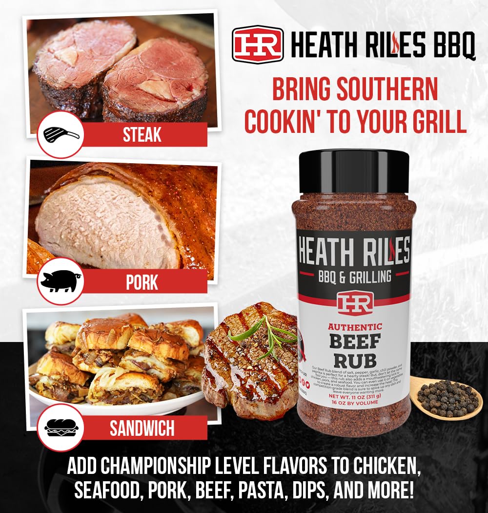 Heath Riles BBQ Rub - Beef Seasoning, Champion Pitmaster Recipe, Legendary Rubs For Smoking & Grilling, 80+ BBQ Championships, 11 oz. - Image 3