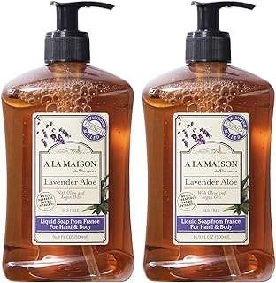 A LA MAISON de Provence Lavender Aloe Liquid Hand and Body Soap (Pack of 2) With Argan Oil, Olive Oil and Vitamin E, 16.9 fl oz Each