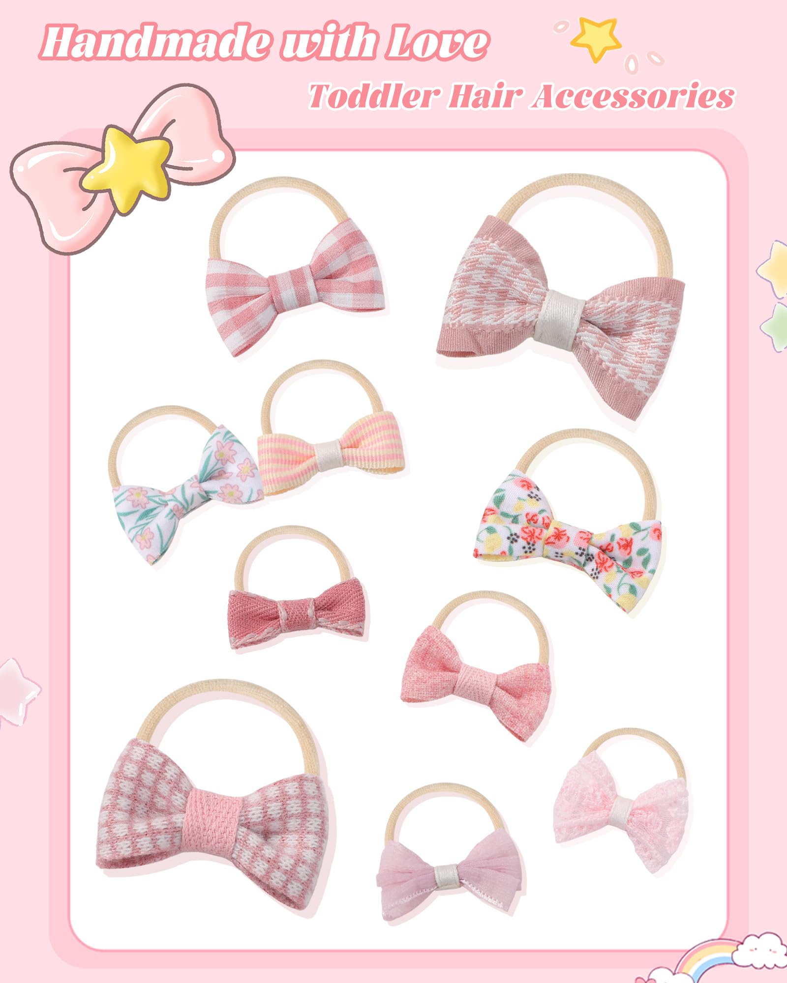 20PCS Baby Girls Hair Bows Ties Small Ponytail Bow Holder Boutique Tiny Rubber Band Elastic Accessories for Kids Toddlers - Image 4