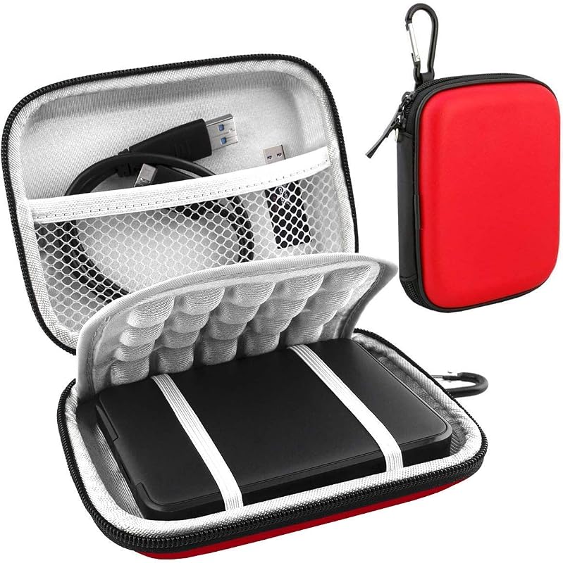 Hard Drive Carrying Case for Western Digital WD Elements/WD My Passport/My Passport Ultra Portable External Hard Drive HDD 1TB 2TB 4TB 5TB 6TB USB 3.0 Protective Storage Travel Bag, Red