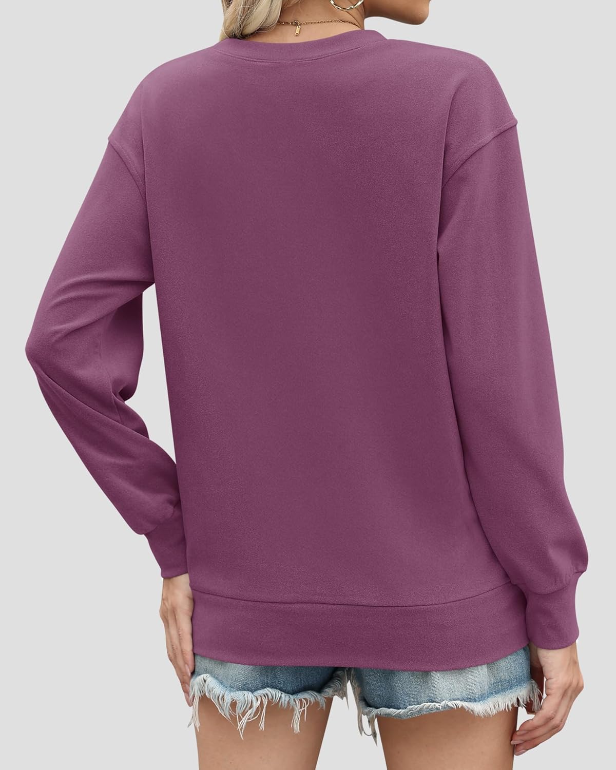 AUSELILY Women’s Crewneck Hoodless Sweatshirt Oversized Long Sleeve Pullover Tops with Pockets 2025 New X Decoration - Image 5