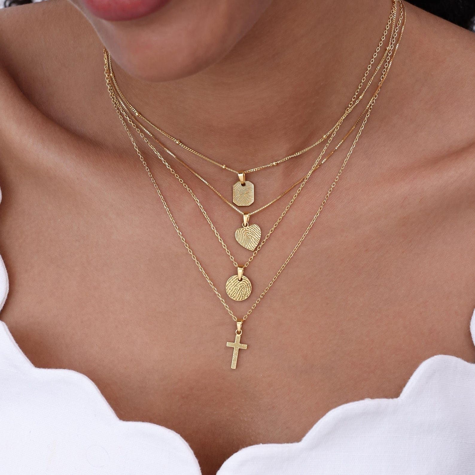 Mini colgante huella dactilar Collar plata de ley 925 real huella del pulgar collares recuerdo Día de la Madre hechos a mano