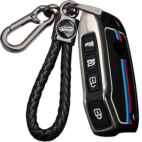 ontto Llavero de 4 botones para Kia Flip plegable con mando a distancia de metal para llave de coche, funda de silicona para Seltos Forte Sportage