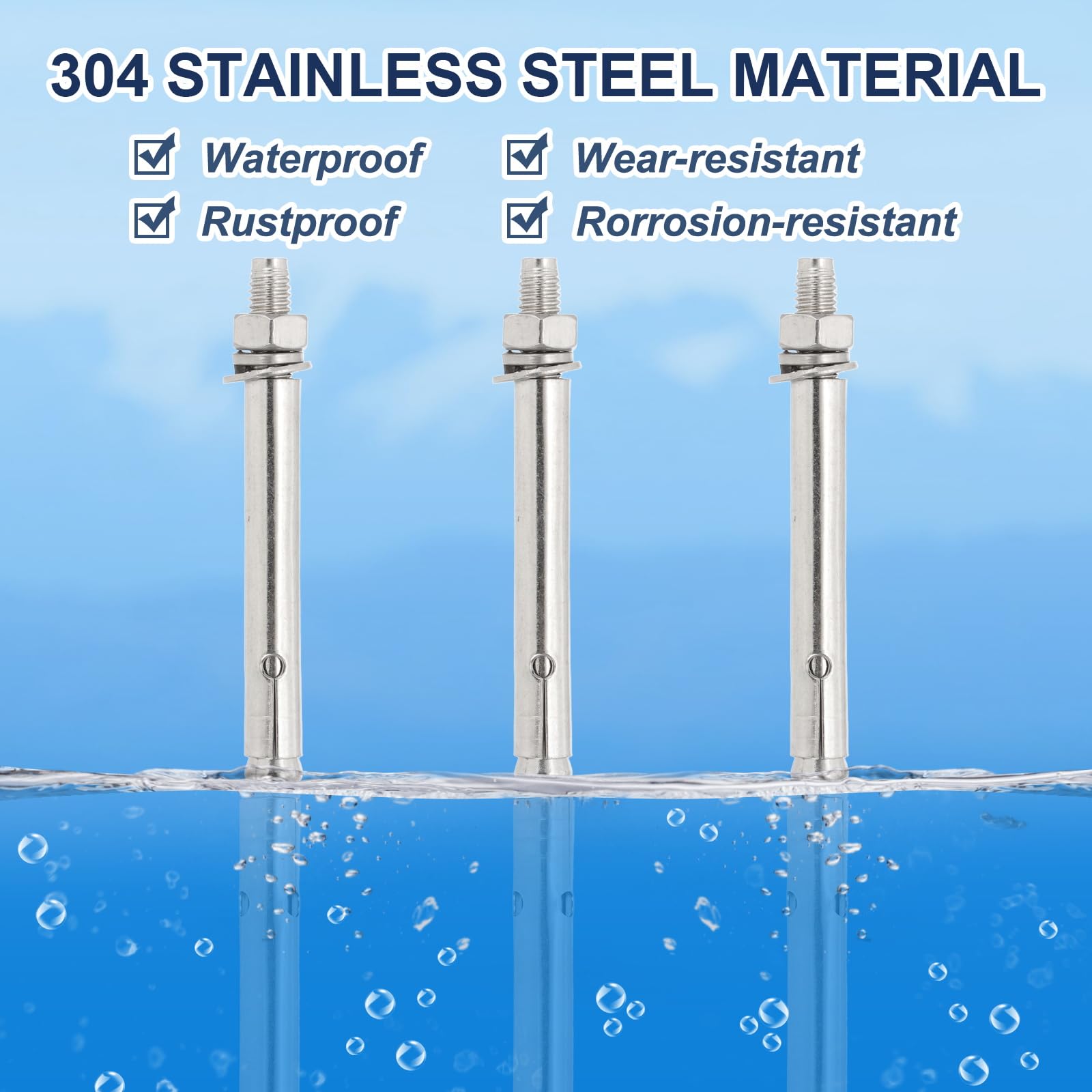 PATIKIL M8 x 100mm 304 Stainless Steel Expansion Bolts - Image 4