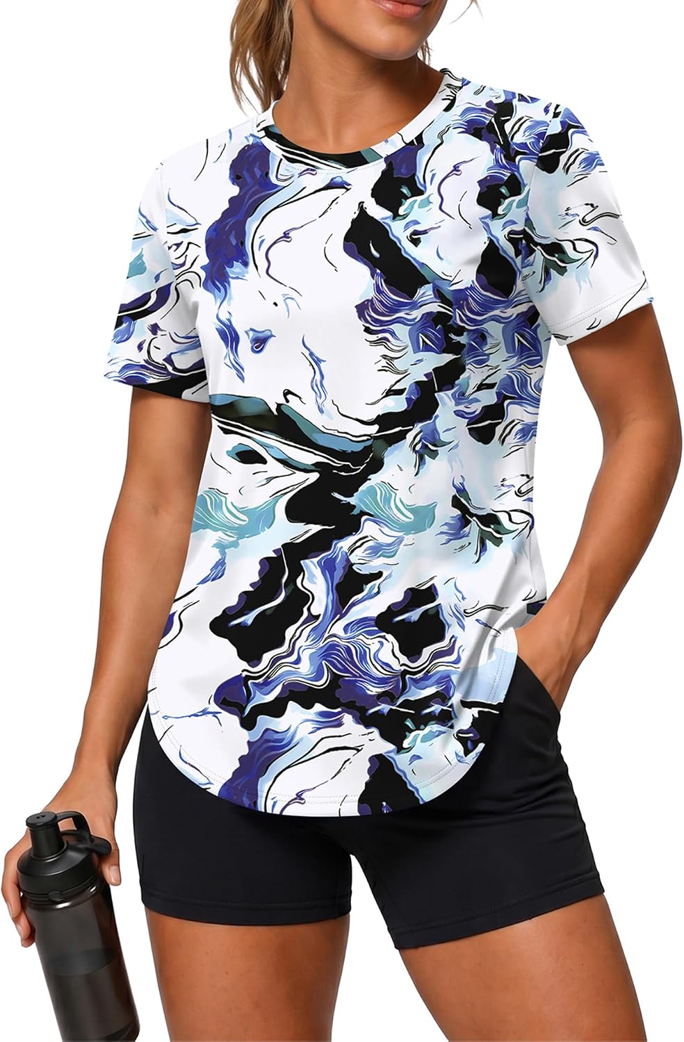 LOMON Summer Workout Tops for Women Short Sleeve UV Sun Protection Athletic Shirts Quick Dry Wicking Hiking Gym Running Tee