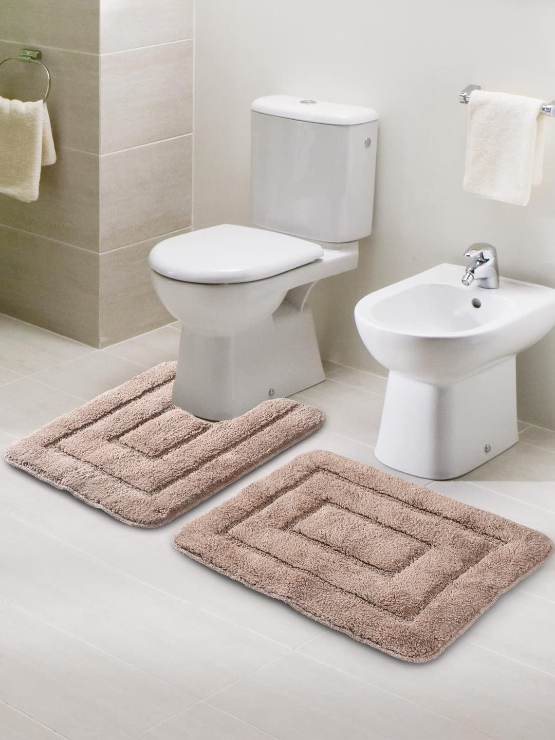 SARAL HOME EASY LIVING Cotton Anti Slip Rectangular Bathmat Set With Contour- (Beige, 45X60 Cm & 45X50 Cm) (B09T3JZ3ZS) Amazon Price History, Amazon Price Tracker