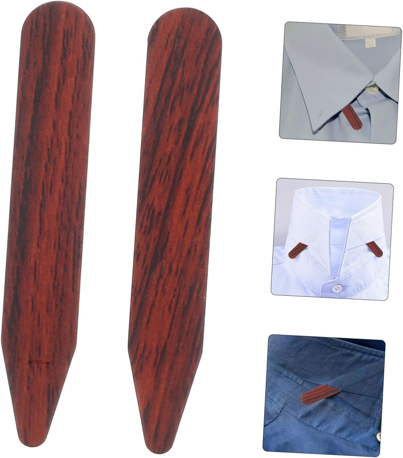 Beavorty 2pcs Wooden Shirt Collar Stays for Men Adjustable Collar Support Inserts Dress Shirt Fixing Tools for Essential Accessories for Formal Wear