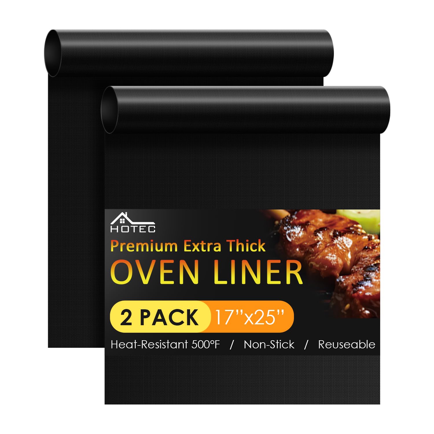 HOTEC Oven Liners for Bottom of Oven 17"x25", 500°F Heat-Resistant Oven Mat — image 1