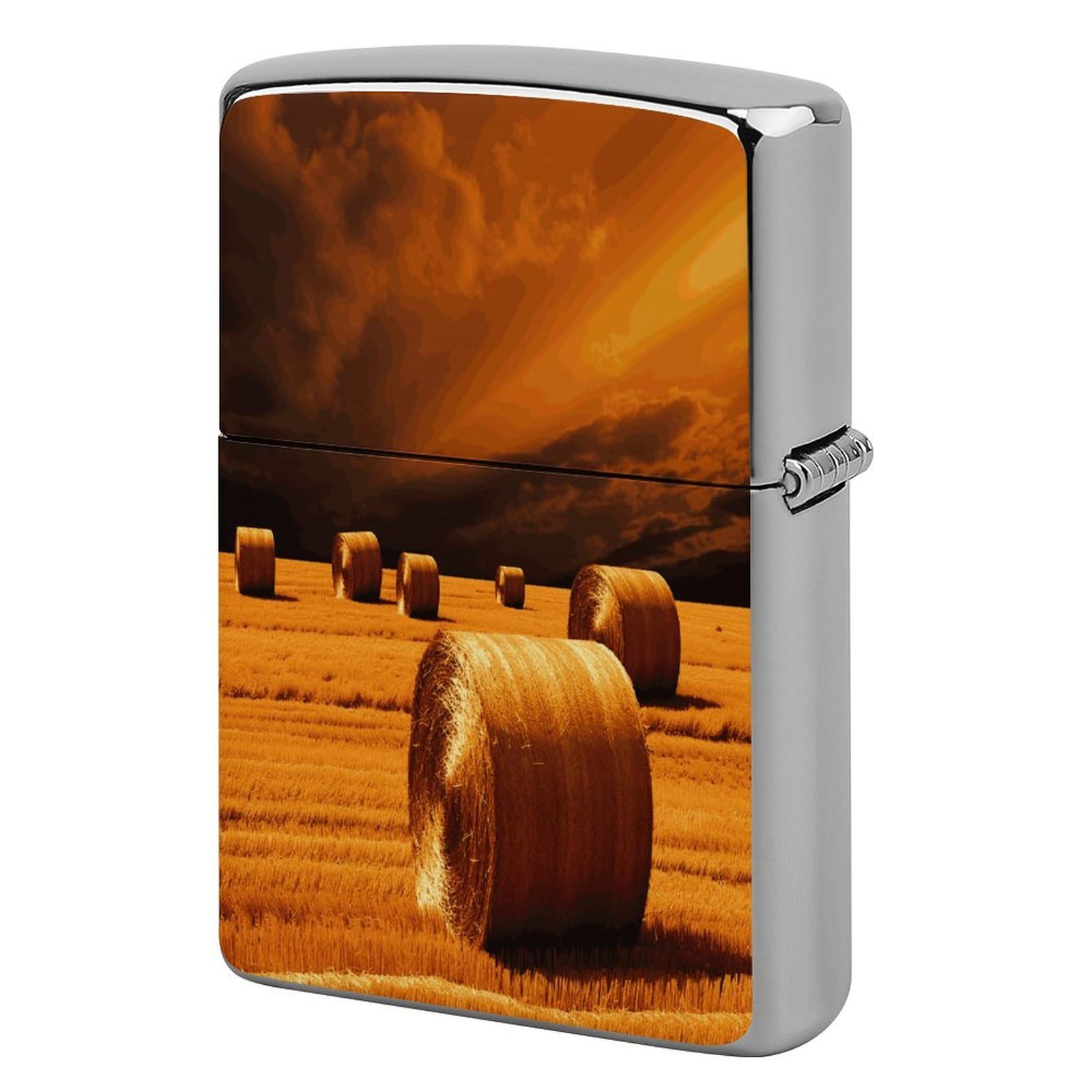 Btcowzrv Style Hay Bales Metal Lighter Case Sleeve Cover Holder