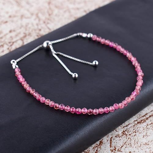 Miniatura 10 de OdrillionGems Pulsera de bolo de plata de ley 925 con cuentas redondas facetadas, hecha a mano, minimalista, cristales curativos, deslizante