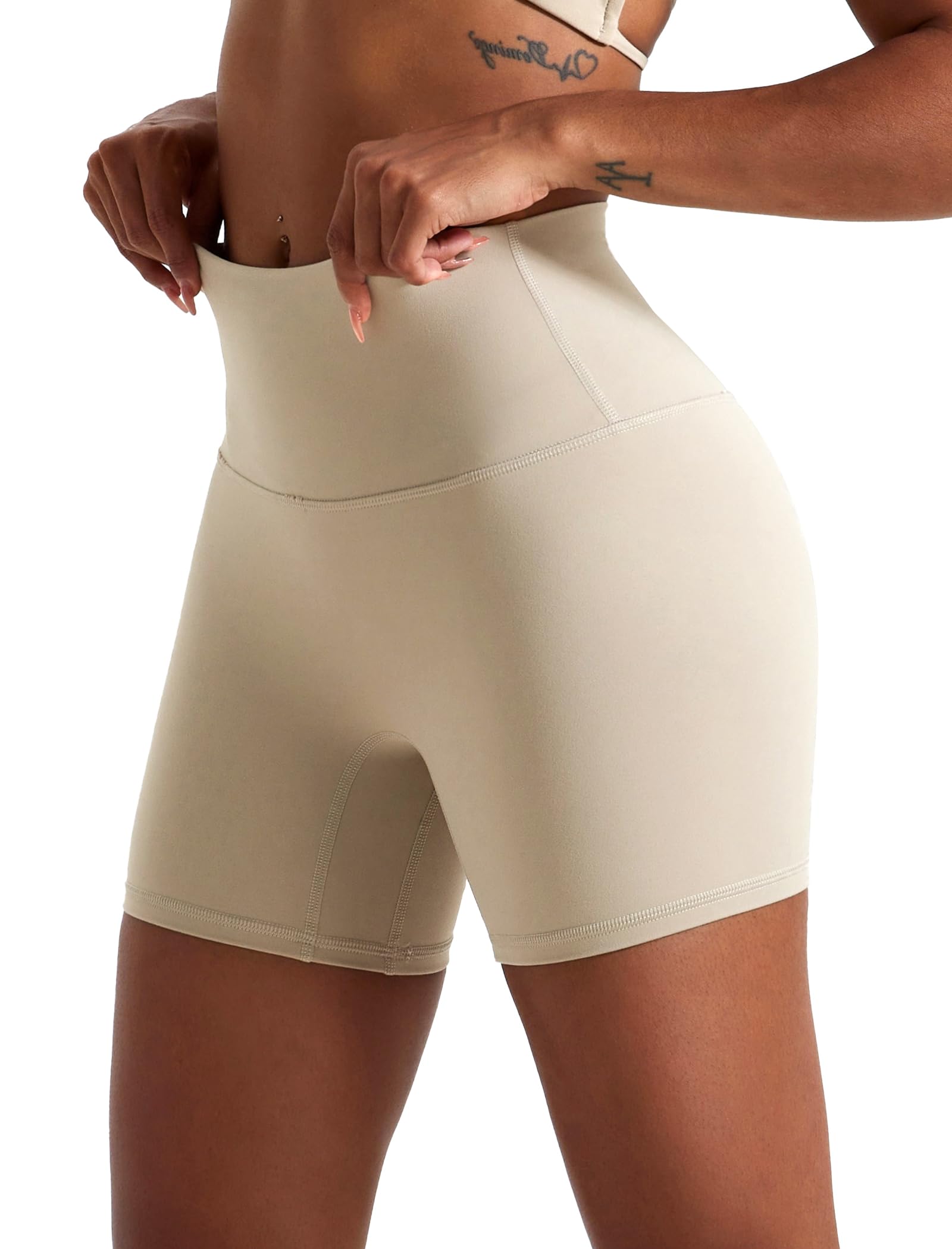 VOENXE Vita Alta Yoga Pantaloncini Donna,Sportivi Boxer Pantaloni, Controllo della Pancia Antisfregamento Elastici Morbido Shorts,Palestra Ciclismo Jogging Push Up Corti Pacco da 2