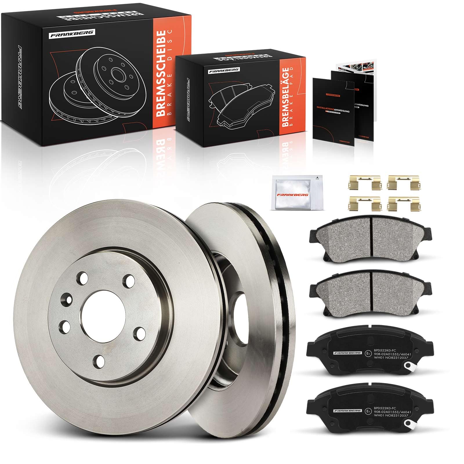 Frankberg Set freni incl. 2x Dischi Freno + 4x Pastiglie dei Freni Anteriore Compatibile con Astra J CaR.A.Van P10 Astra J GTC Astra J P10 Replace# 13412272, 13301207