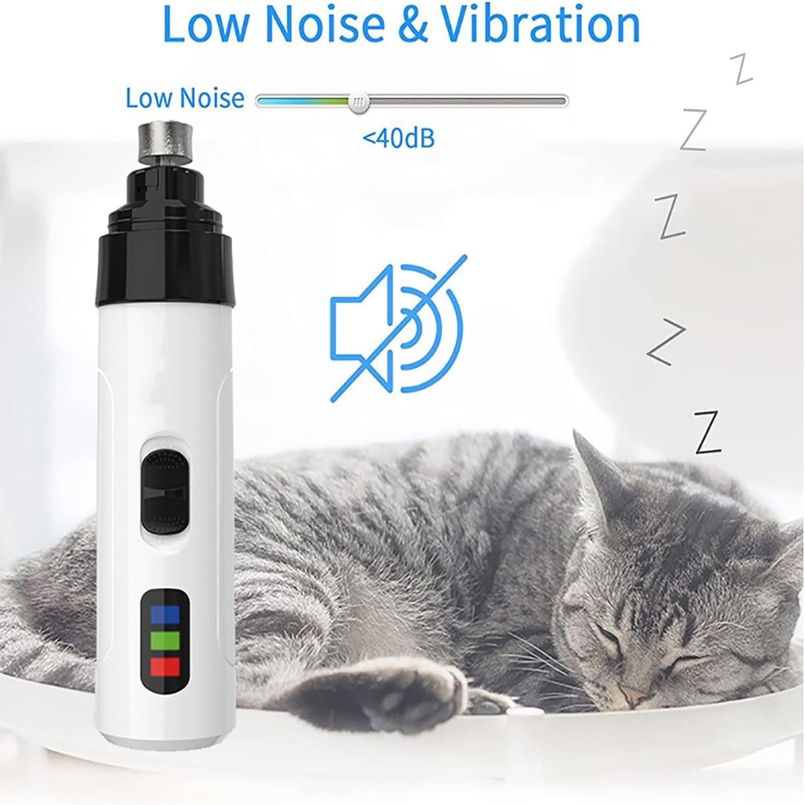 Dr Pfoten - KrallenSchleifer Pro Salon - Stressfreie Krallenpflege für Hunde, Krallenschleifer für Hunde mit 3 Schleifkopf, Dr pfoten krallenschleifer, Superleise USB Rechargeable (Basic+2Schleifkopf)