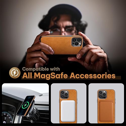 Miniatura 3 de LOHASIC Funda diseñada para iPhone 13 Pro Max con Magsafe, delgada de cuero de lujo suave agarre antideslizante, a prueba de golpes, cubierta