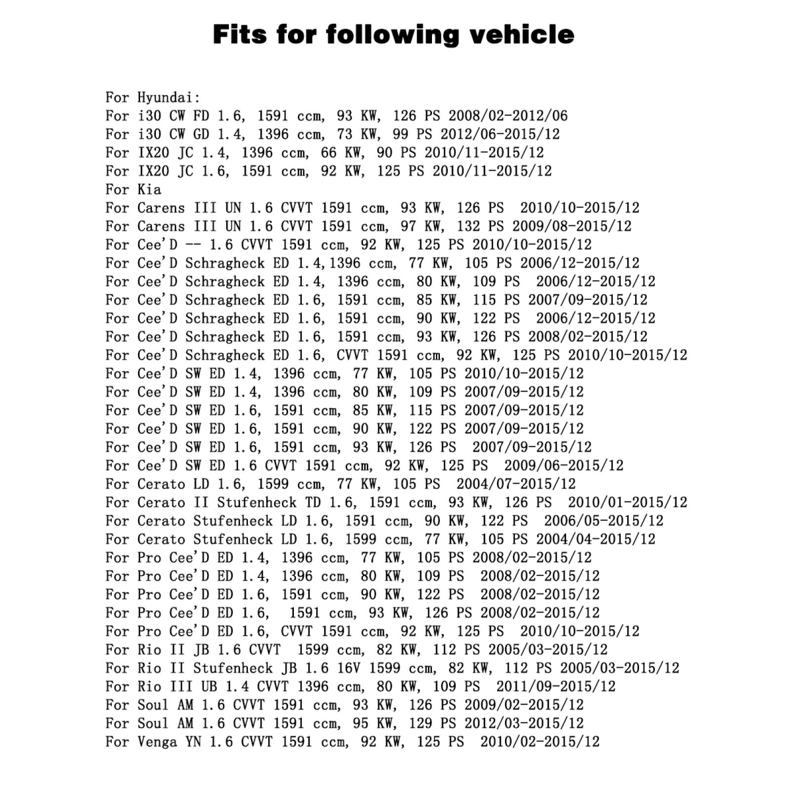 Kit De 4 Bobines D'allumage Pour Kia Cee’D, Hyundai I20, I30, Rio - 1.4, 1.6, 2.4 - Réf. 27300-2B010
