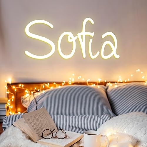 Miniatura 6 de Sofia - Letrero de neón, luz LED de neón personalizada para dormitorio de niños, decoración de fiesta de cumpleaños, letrero de luz llamativo