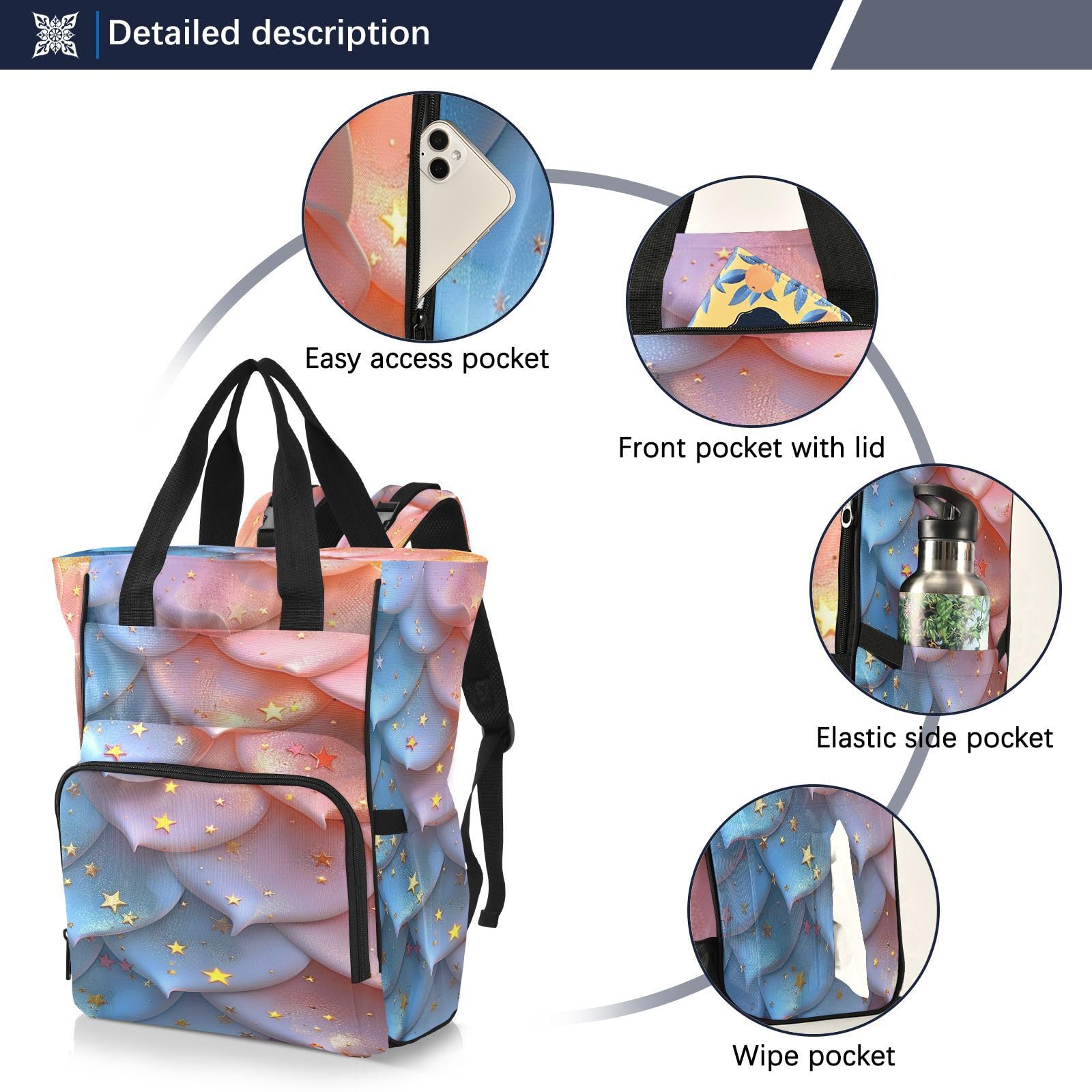 Dibujos Animados Arte Colorido Bolsa de Pañales Mochila de Viaje Gran Capacidad Bolsas para Mamá Papá Mujeres Niñas