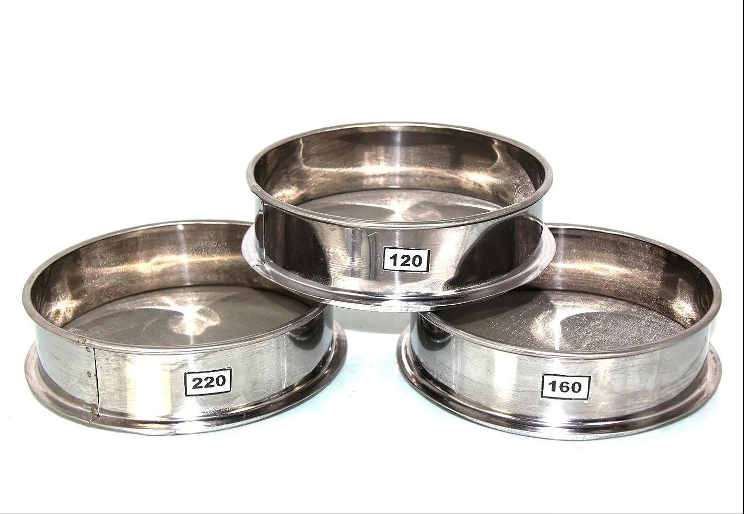 Aluminum Herbal Pollen Hash Extractor Stackable Sifter, Fine Mesh, Stainless Steel Round Sifter for Baking, Flour Sieve, Extracting, Herbal, Tea, Powder 120, 160, 220 Micron Set