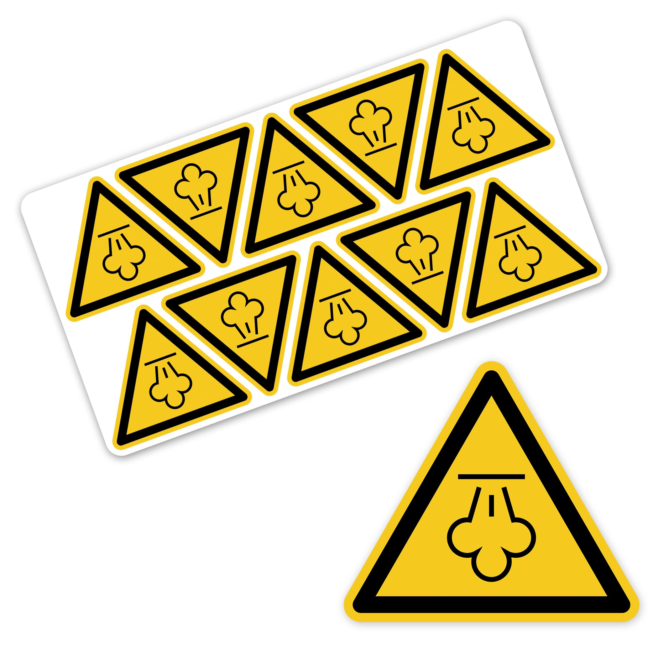 Señal de advertencia de vapor caliente según DIN EN ISO 7010 ASR A1.3 W080 símbolo de advertencia – Adhesivo de advertencia para superficies calientes, línea de vapor, industrial, maquinaria
