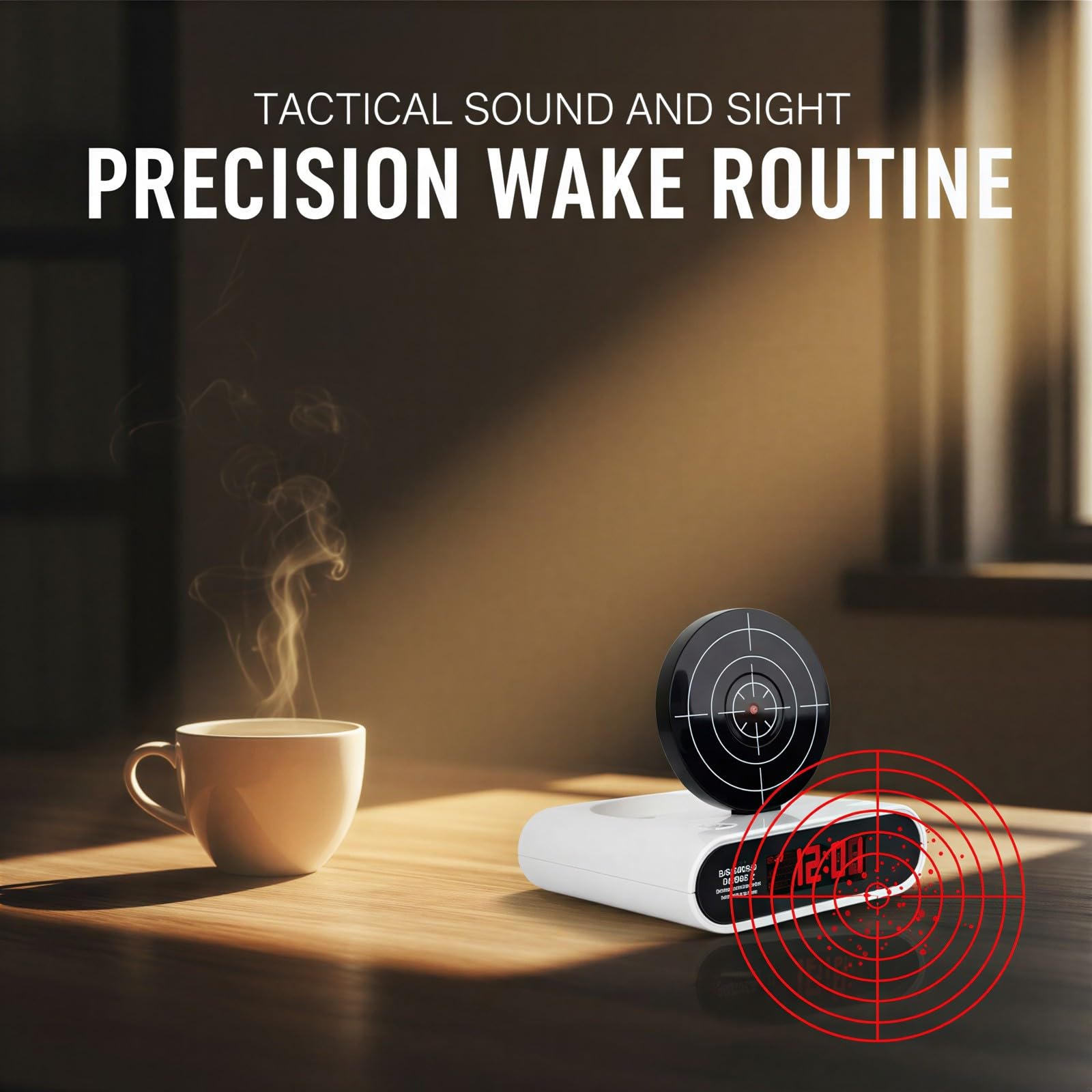 Sveglia digitale con timer per sparatutto con pistola e bersaglio, display a LED, gadget per sveglia, registrazione vocale e doppia modalità, regalo divertente per adulti, camera da letto