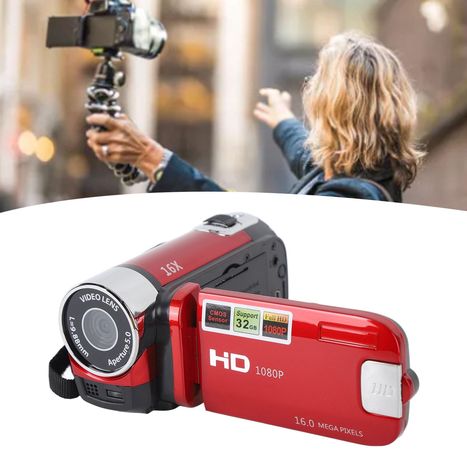 Video Camera Camcorder Digital Camera Recorder, 4K Full HD 48MP DV Camera with 2.7in TFT Rotatable Screen, 16X Zoom, Fill Light, USB Connect to Computer, Built in Battery (Red)-picture-28