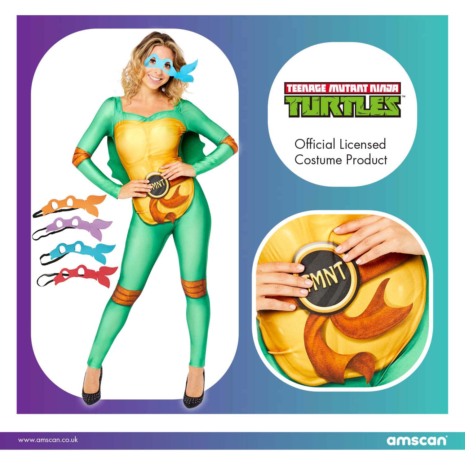 (PKT) (Fix 1/1) (9909148) Adult Ladies TMNT Women Costume (UK 14-16), Green - Image 4