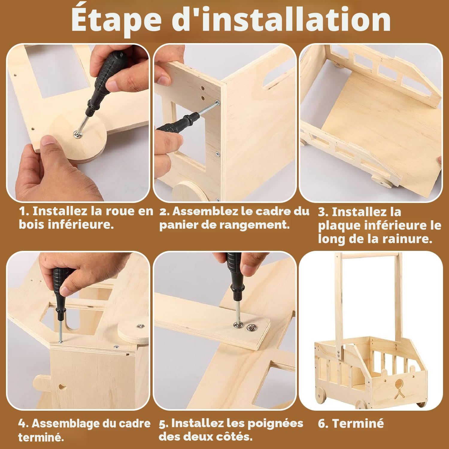 Caisse en Bois Rangement Bébé - Panier Penderie Bébé avec Roues, Poignée et 5 Cintres | Idéale Cadeau Fête Prénatale & Rangement Vêtement Bébé