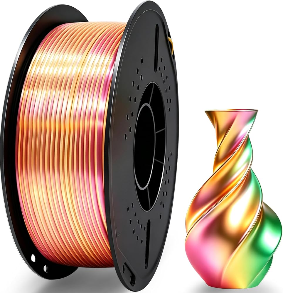 UGUESS Silk PLA+ 3D Filament, Tricolor 1.75mm, Red‑Gold‑Green, 1KG — 사진 1