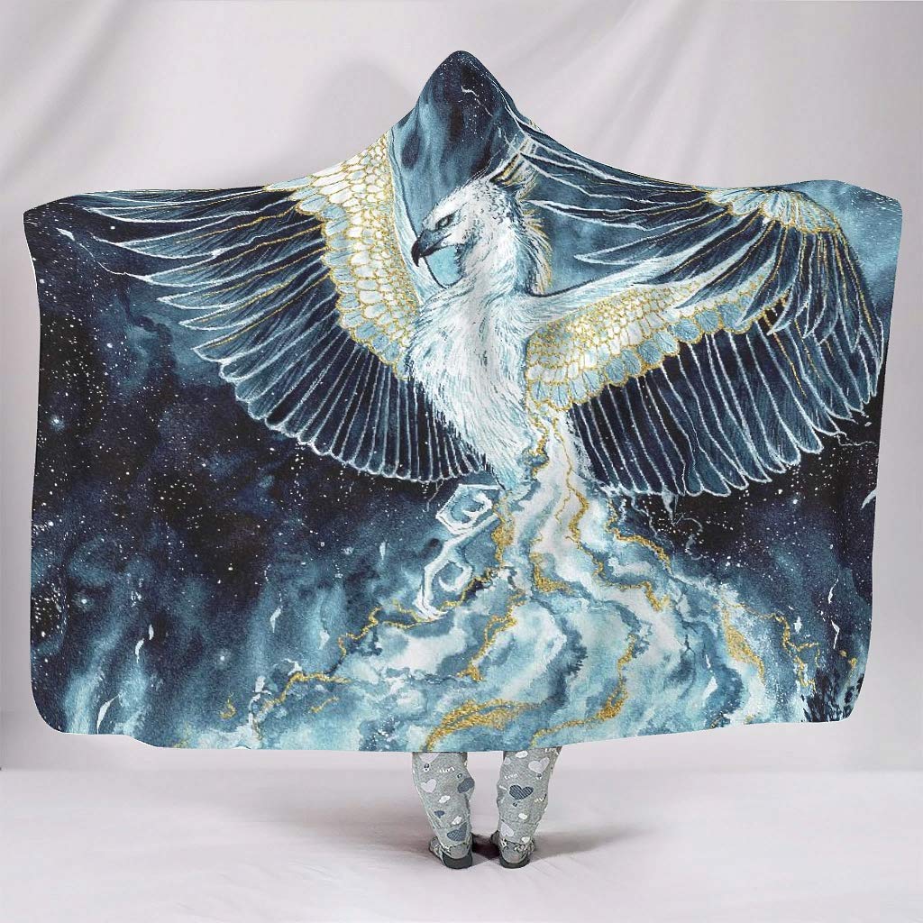 STBlanketshop Kapuzen-Decke Mit Fuchs-Motiv – Sherpa Fleece, 130x150 Cm, Weiß, Kuschelig Warm