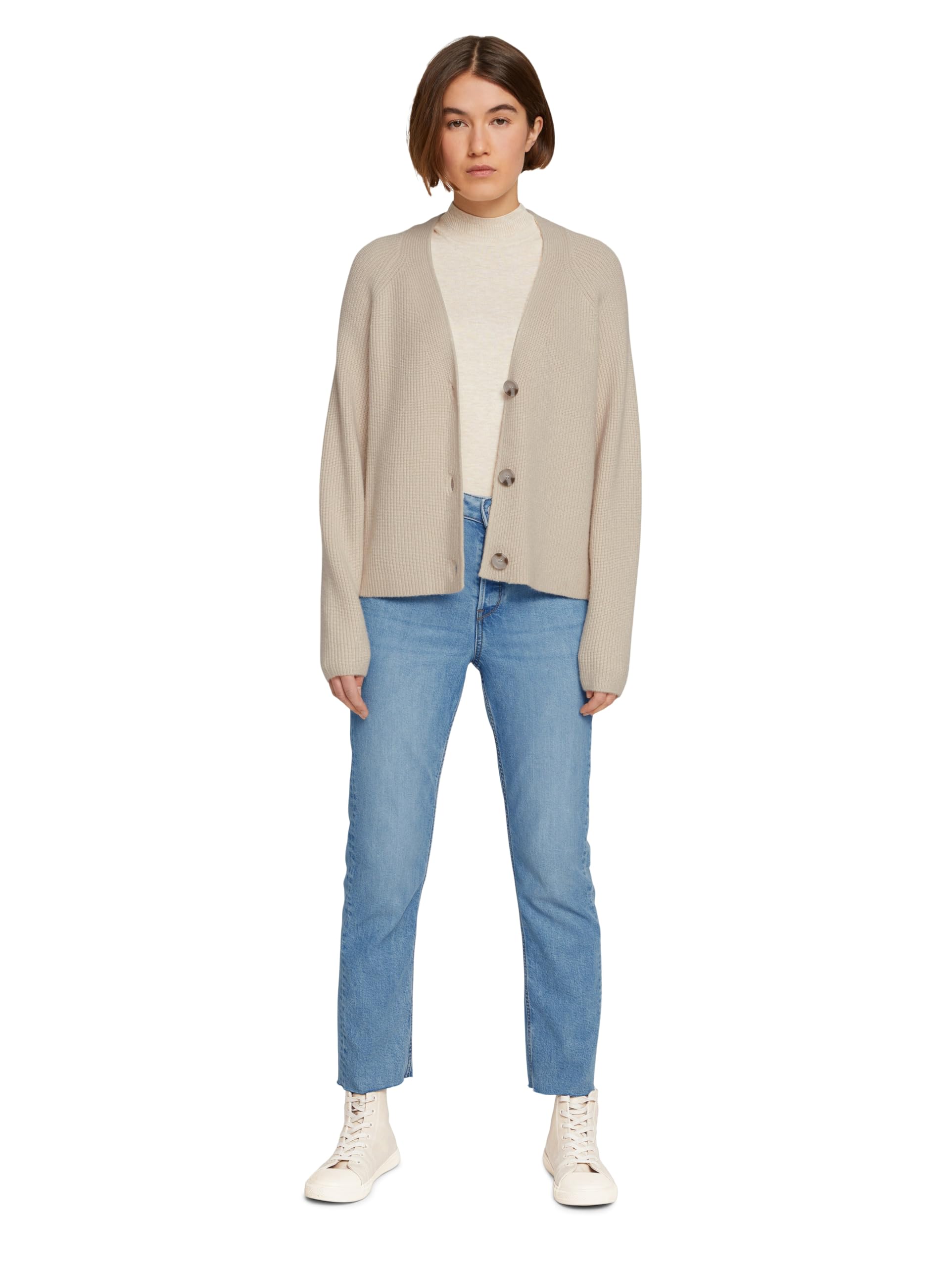 TOM TAILOR Denim Damski Basic Kardigan 1030000, 10336 - Light Cashew Beige, M