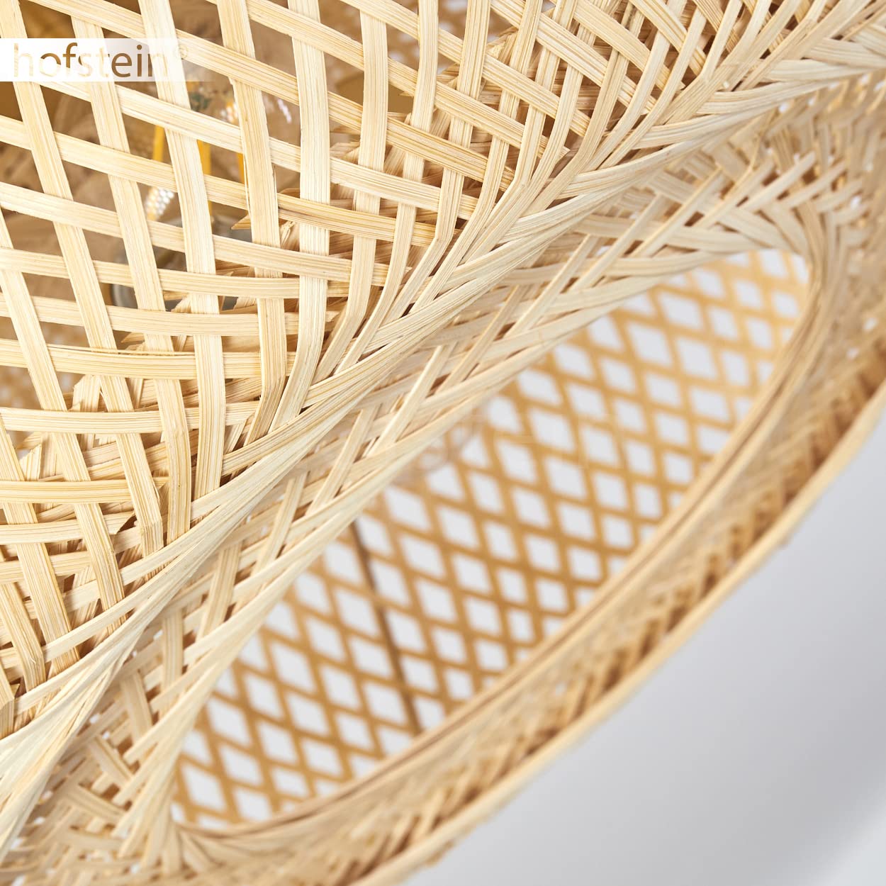 Plafoniera Bauro, lampada da soffitto moderna in metallo/bambù in colore oro/natura, lampada dal design boho con effetto luce, ø40 cm, 1 luce, 1 x E27, senza lampadina/e
