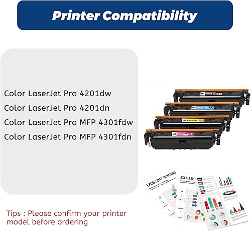 Miniatura 2 de Paquete de 4 cartuchos de tóner 210X 210A con chip compatible con HP 210A, W2100A, W2100A, W2100X, para HP Color Laserjet MFP 4301dw 4301fdn 4301fdw