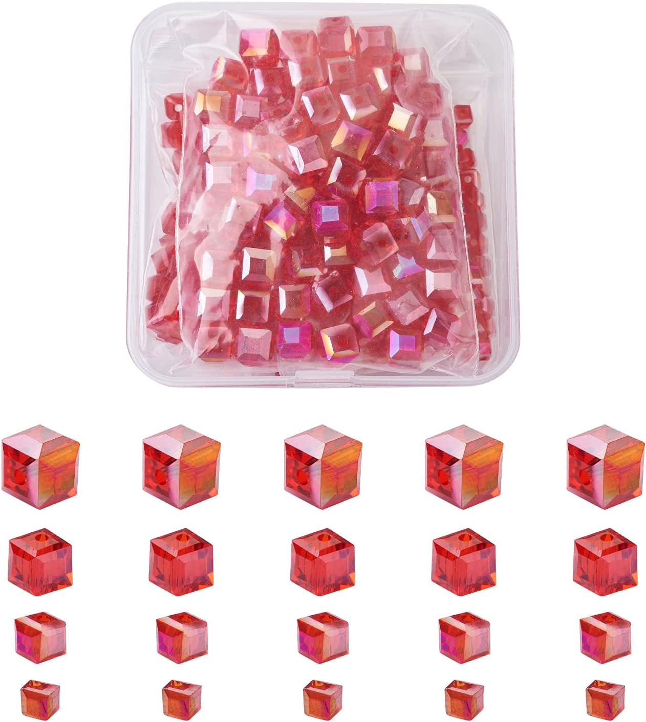 Fashewelry 672Pcs Faceted Cube Electroplate Glass Beads 4 Sizes Geometry Glass Loose Spacer Beads for DIY Earring Necklace Bracelet Jewelry Craft Making 2mm 4mm 6mm 8mm, Teal