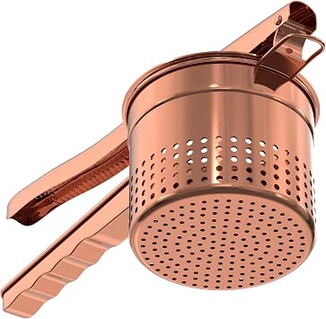 Livilord 15oz Potato Ricer, Stainless Steel, Large 3mm Holes, Rose Gold