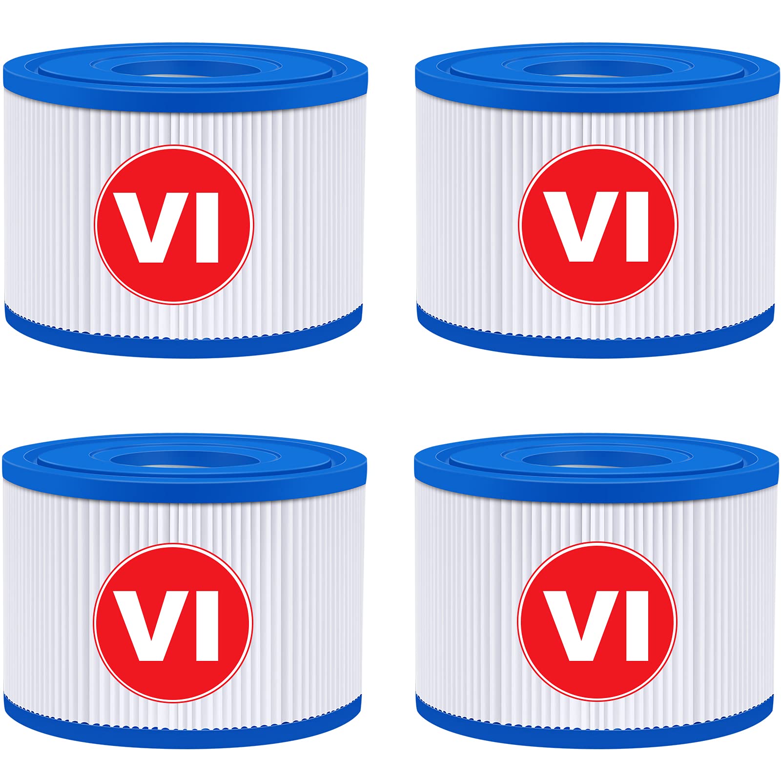 KGC 4 Pack Type VI Pool Filters, VI Filters Cartridges for Pool, Whirlpool Filter, VI Replacement Filters Compatible with Bestway 58323E, Coleman Saluspa 90427E, and Lay-Z Spa