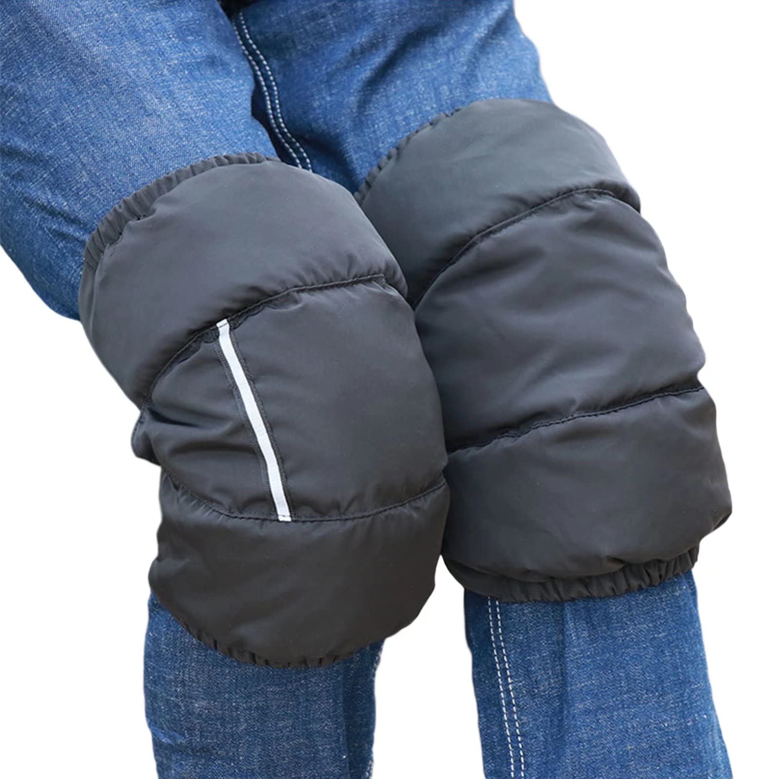 Hommes Femmes Coupe-Vent Cyclisme Genouillère, Temps Froid Thermique Épais Genou Wraps Pads Jambières Protecteur pour Extérieur, Hiver Chaud Leggings Couvre pour Moto Vélo Ski Snow